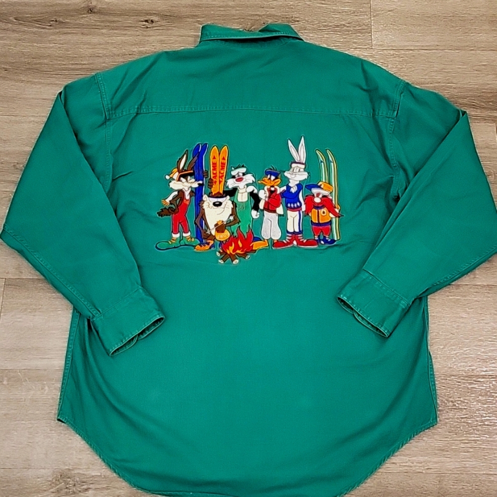 Acme Clothing Warner Bros Vintage Green Long Sleeve Shirt